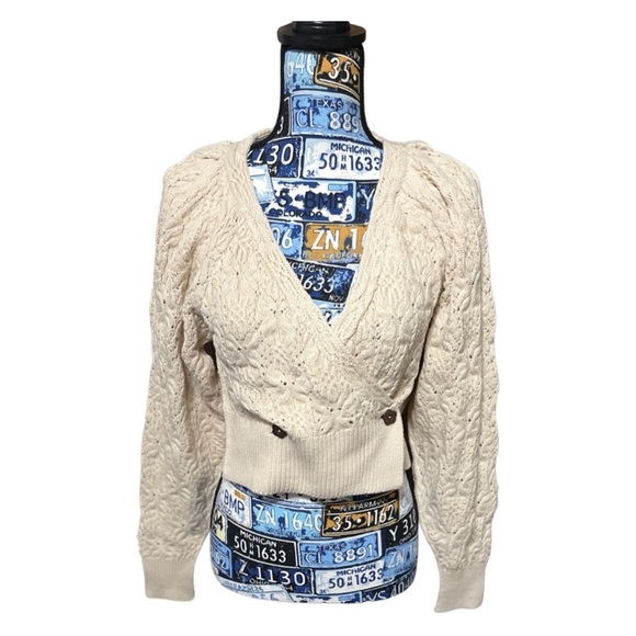 Free People-Olive You Butterfly-Knit Faux Wrap Cardigan-Macadamia-XS. NWT. - Picture 6 of 9